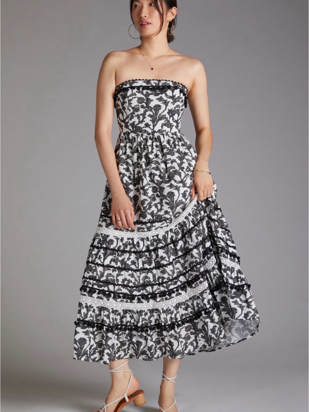 Anthropologie Verb Pommed Strapless Maxi Dress
